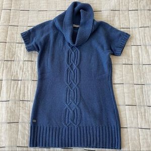 Athleta Blue Short Sleeve Cowl Neck Tunic Sweater